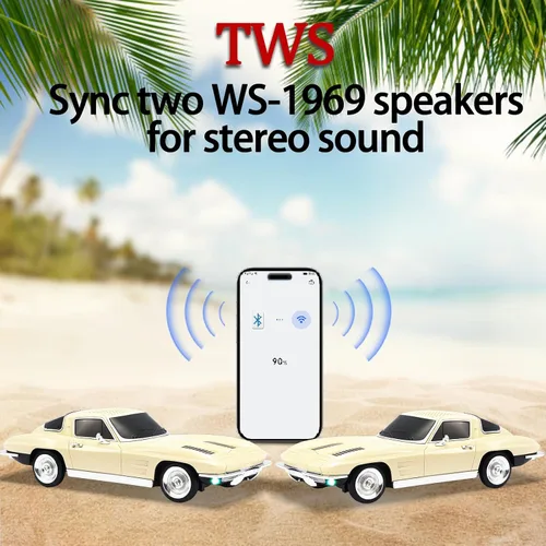 Miniatura 5 de WSTER WS-1969 Retro Sports Car Bluetooth Replica Altavoz - Modelo inalámbrico portátil con sonido HD, emparejamiento estéreo TWS, radio FM