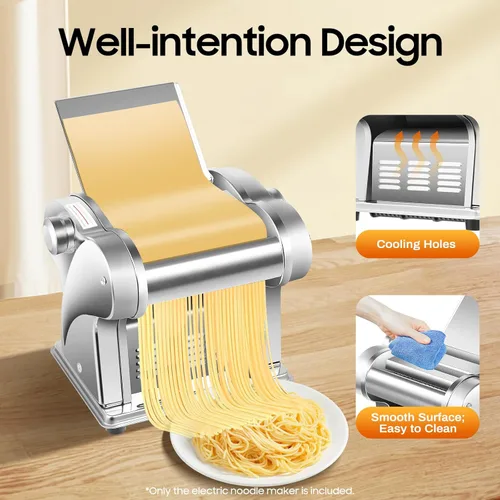 Miniatura 6 de Máquina de pasta eléctrica de 110 V Fideos automáticos Masa de bola de masa Fabricante de piel de dos cuchillos Prensado de acero inoxidable