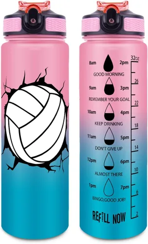 Miniatura 18 de Botellas de agua de 32 onzas, con marcador de tiempo, botella de agua reutilizable, botella de agua deportiva, botellas de agua de plástico, botella