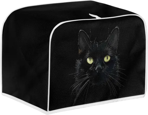 Miniatura 2 de Cubierta para tostadora de gato negro 3D, ranura ancha, bonita funda para electrodomésticos de cocina de gatito, arte de animales estéticos