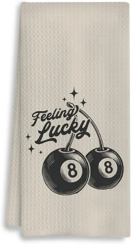 Preppy - Toallas de cocina, Funky Trendy Retro Y2K Lucky 8 Ball Cherry - Toallas de mano decorativas para baño y cocina, toallas de cocina vintage,
