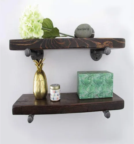 Miniatura 7 de Soportes industriales de tubo de hierro negro de 1/2 pulgada, soporte rústico para colgar en la pared, soportes de tubo personalizados para estantes