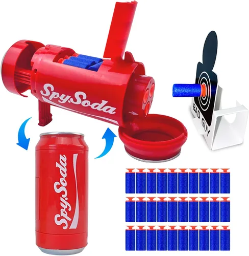 AGM MASTECH Lanzador de dardos de espuma transformadora con 30 dardos suaves y 3 objetivos, modelo coleccionable para adolescentes y adultos (a Rojo