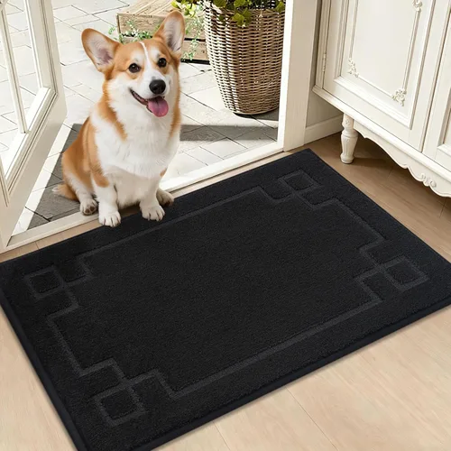 Miniatura 10 de BEQHAUSE Alfombra de Puerta 81 x 122 cm, Alfombras Antideslizantes para Interior Alfombras de Entrada Lavables de Perfil Bajo y Absorbentes, Marrón