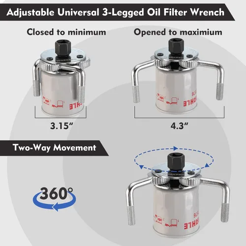 Miniatura 3 de WORKPRO Llave de filtro de aceite ajustable, universal de 3 a 5-1/2 pulgadas (2.992-5.512 in), herramienta de extracción de filtro de aceite de 3