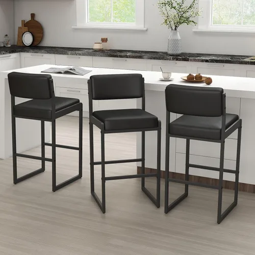 Miniatura 29 de SAECKBERG Taburetes de bar modernos de altura de mostrador, sillas de barra de 26 pulgadas de altura con respaldo, taburetes tapizados, taburetes