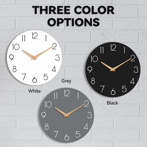 Miniatura 2 de cicininc Reloj de pared gris silencioso sin tictac, relojes de pared decorativos a pilas para dormitorio, cocina, hogar, oficina, escuela, hotel