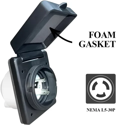 Miniatura 4 de Malxs Entrada de Alimentación de Costa para RV de 30 Amperios 125 Voltios, NEMA L5-30P Enchufe de Bloqueo Giratorio de 30 Amperios para RV Camper