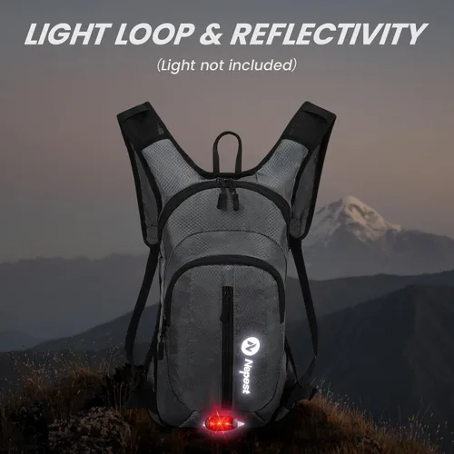 Miniatura 3 de Nepest Hydration Pack Backpack for Women & Men, Lightweight Water Backpack with 2L Water Bladder for Hiking Cycling Running Biking Gris-oscuro
