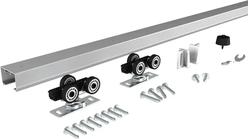 Miniatura 11 de JUBEST Juego de herrajes y rieles para puerta de bolsillo de grado comercial de 7 pies, herrajes para puertas correderas de 80.7 pulgadas, duraderos