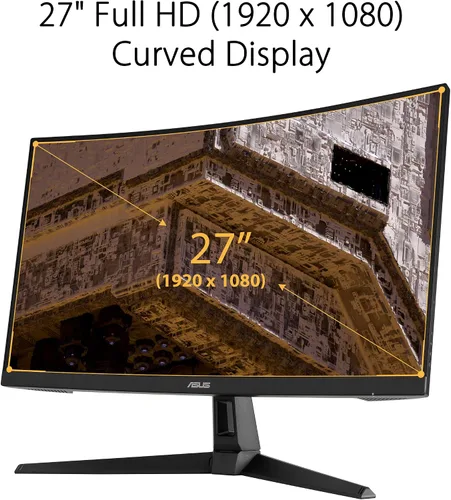 Miniatura 14 de ASUS TUF Gaming VG27VH1B - Monitor curvo de 27 pulgadas, 1080P Full HD, 165Hz (soporta 144 Hz), desenfoque de movimiento extremadamente bajo