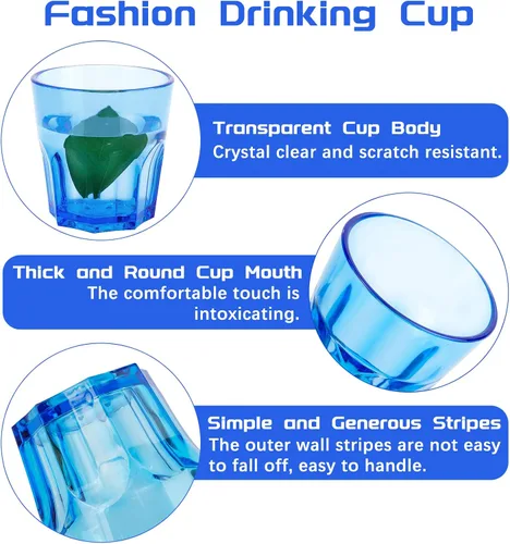 Miniatura 4 de Juego de 12 vasos de plástico irrompibles, vasos de plástico acrílico, reutilizables para niños, cocina, picnic, fiesta, jugo, whisky, vino