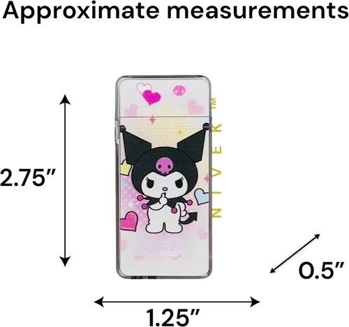 Miniatura 3 de NIVEK Encendedor que brilla en la oscuridad Kitty KT Cat Melody Kuroomi personaje japonés Kawaii Pink Flame Jet Torch recargable (Kulomi)