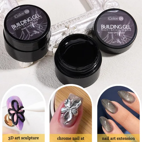Miniatura 3 de Fcozpjk Kit de gel sólido constructor, 2 unidades de gel de escultura 3D negro no pegajoso para tallar a mano con bolígrafo de silicona, geles duros