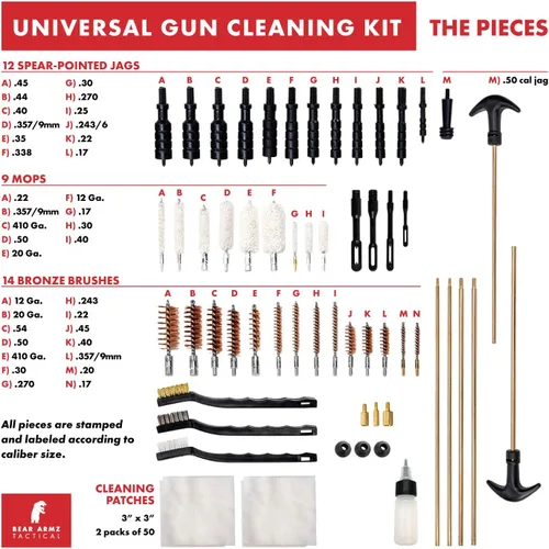 Miniatura 2 de Kit de limpieza universal para pistolas American Company Perfecto para escopetas, rifles, cargadores de bozales, pistolas y pistolas Estuche