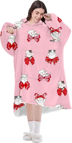 Miniatura 9 de Sudadera con capucha Sherpa de gran tamaño con bolsillo gigante, regalos de cumpleaños de Navidad para adultos, mujeres y hombres