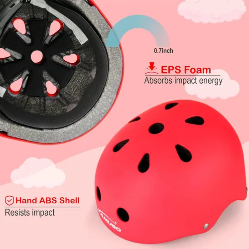Miniatura 3 de KAMUGO - Casco de bicicleta para niños, casco para niños pequeños de 2 a 8 años, para niños y niñas, con equipo de protección deportiva, rodilleras