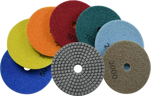 Miniatura 3 de Almohadillas de pulido de diamante Wet Buff 4 pulgadas 7 pasos gancho y bucle para lijar piedra mármol granito