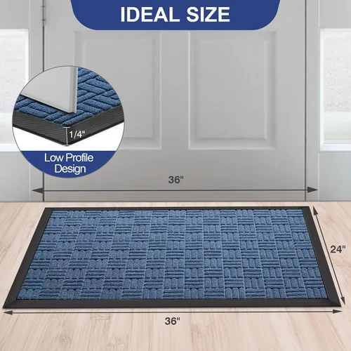 Miniatura 2 de Mibao Tapete para puerta delantera, resistente y duradero, tapete de bienvenida para interiores y exteriores, atrapador de suciedad, impermeable
