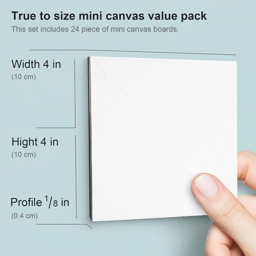 Miniatura 2 de AUREUO Mini panel de lienzo magnético de 4 x 4 pulgadas, paquete de 24 unidades, tablero de lienzo plano cuadrado pequeño con parte trasera