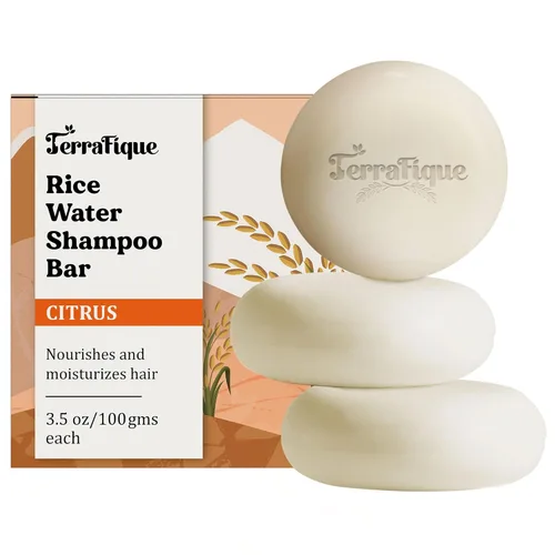 Miniatura 10 de Barra de champú de agua de arroz, aroma cítrico, champú nutritivo con manteca de cacao, manteca de karité para el crecimiento del cabello, 3.5 onzas