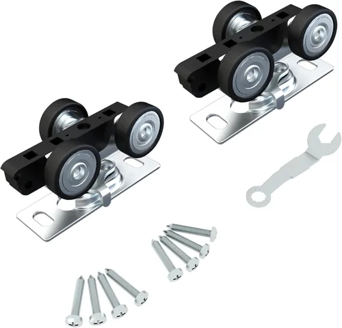 Miniatura 14 de JUBEST Juego de herrajes y rieles para puerta de bolsillo de grado comercial de 7 pies, herrajes para puertas correderas de 80.7 pulgadas, duraderos