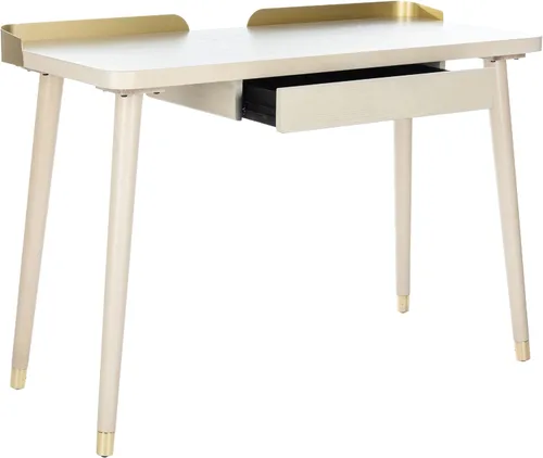 Safavieh Escritorio moderno de 1 cajón blanco lavado y dorado Blanco lavado / dorado