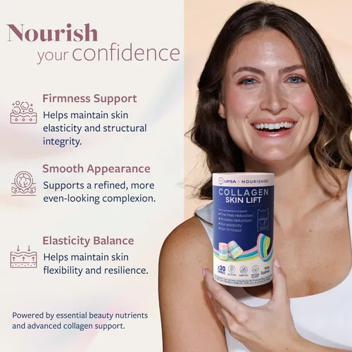 Miniatura 4 de Upsa Nourished Collagen Skin Lift 30ct - Complejo Ovoderm® de membrana de huevo con vitamina C, zinc y selenio - Gomitas vegetarianas sin azúcar