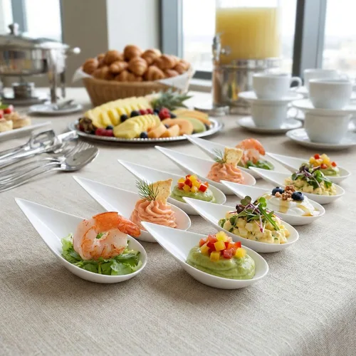 Miniatura 4 de Restaurantware Cucharas de lágrima de 4 x 2 pulgadas, 20 cucharas de aperitivo – Cucharas desechables de plástico blanco con sangría para bodas