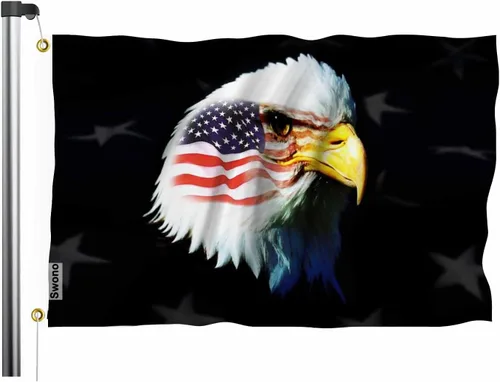 Miniatura 11 de Swono Bandera de calavera con diseño de esqueleto con dedo medio, bandera negra de 3 x 5 pies, bandera grande para exteriores e interiores, oficina