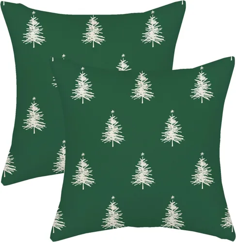 Miniatura 84 de AGAYNA Juego de 2 fundas de almohada decorativas con diseño de acuarela verde salvia para árbol de Navidad de 16 x 16 pulgadas, para sofá, invierno