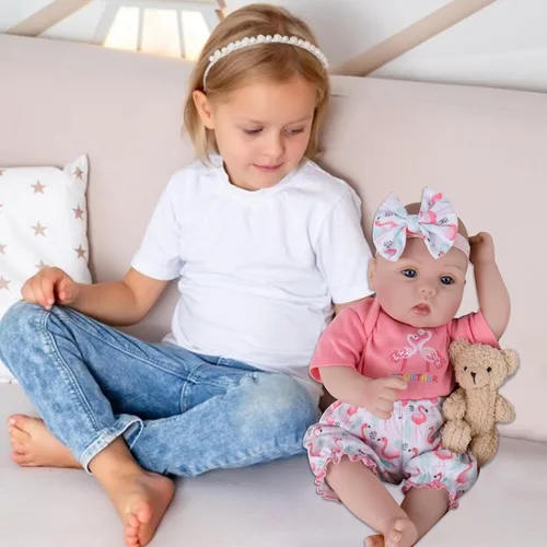 Miniatura 8 de Muñecas realistas de bebé recién nacido, 18 pulgadas, sensación de bebé real, muñecas de bebé recién nacidas, adorables muñecas de bebé de la vida
