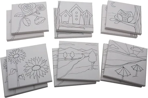 Miniatura 7 de S & S Worldwide Paint-Your-Own - Juego de lienzos de diseño I, 2 de cada uno de 6 diseños preimpresos, ideal para niños y adultos, listo