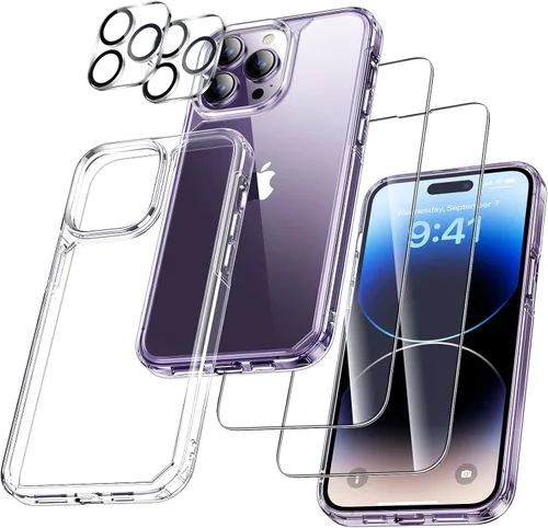 Miniatura 16 de UniqueMe [Diseño 5 en 1 para iPhone 13 Mini ase, paquete de 2 protectores de pantalla de vidrio templado + 2 protectores de lente de cámara