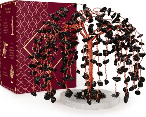 Miniatura 21 de Árbol de la vida de cristal curativo de 7 chakras, árboles bonsái hechos a mano para energía positiva, dinero y buena suerte, árbol para decoración