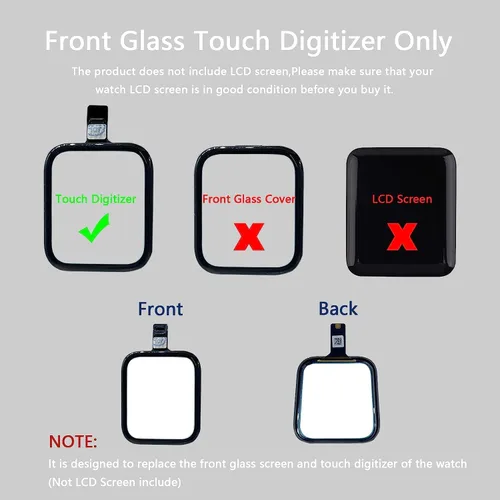 Miniatura 3 de Lente de cristal frontal de reloj y digitalizador táctil de repuesto compatible con Apple Watch Series 6/5/4/SE 1.575 pulgadas/1.732 pulgadas