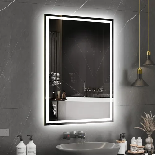 Miniatura 13 de Espejo de baño LED de 24 x 32 pulgadas, espejo de baño antivaho con luces, espejos de tocador iluminados montados en la pared, regulable
