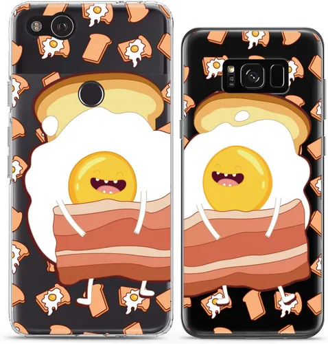 Miniatura 6 de Fundas a juego para parejas compatibles con iPhone 16 15 14 13 12 11 Pro Max Mini Xs X 6s 8 Plus 7+ Xr 10 SE 5 Huevos Regalo de tocino Regalo Mejor