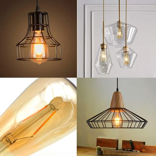 Miniatura 6 de ASOKO Paquete de 4 bombillas Edison regulables, bombillas vintage equivalentes a 40 W, 2200 K-2400 K blanco cálido (vidrio ámbar), ST64, base E26