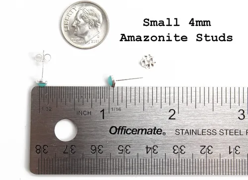 Miniatura 28 de Aretes de tuerca con piedras preciosas para mujeres y niñas, bisel redondo de 0.157 in de plata esterlina 925