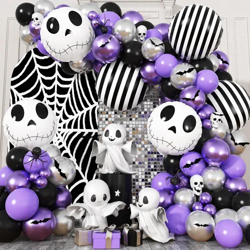Miniatura 22 de Kit de Guirnalda de Arco de Globos de Halloween, 126 Piezas, Globos Negros y Naranjas con Globos de Calabaza BOO, Murciélagos de Aluminio, Globos