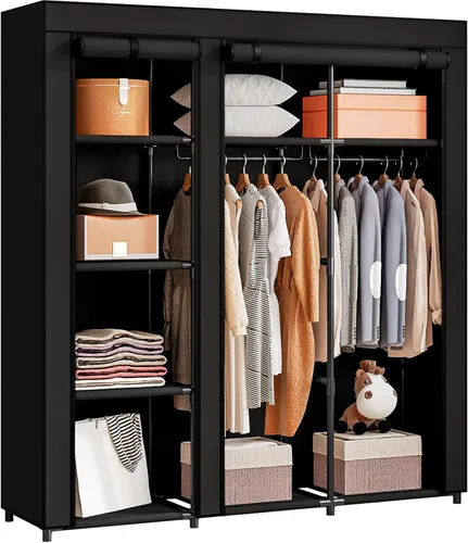 Miniatura 14 de SORCEDAS Portable Closet Wardrobe Organizer Storage with Cover Non-Woben Fabric Portable Wardrobe Closet for Hanging Clothes Racks Shelving 33 Inch