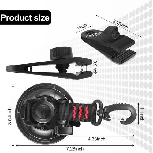 Miniatura 8 de Vashly Ventosa resistente, 6 ventosas fuertes con ganchos y 6 clips de lona, agarre de bloqueo para automóvil, toldo, barco, campamento