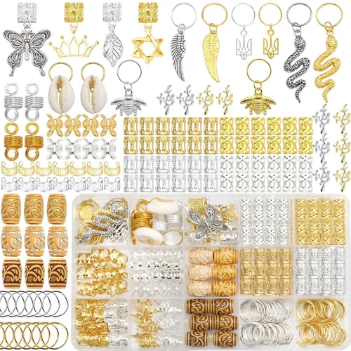 Miniatura 12 de 217 pulseras doradas para el cabello, para trenzas, cuentas de rastas de metal, joyería de perlas Loc, accesorios para trenzas, decoración