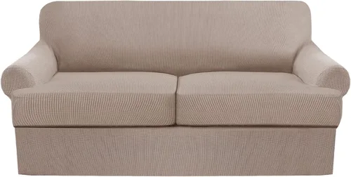 Miniatura 34 de Juego de fundas para sillas con cojines en T de 2 piezas, funda de sofá elástica para sillones y sillas con cojines en T