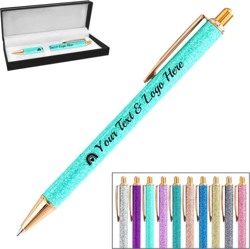 Miniatura 24 de Bolígrafo personalizado, 1 unidad, bolígrafo personalizado con logotipo de mensaje de nombre comercial impreso, carcasa de metal brillante de tinta