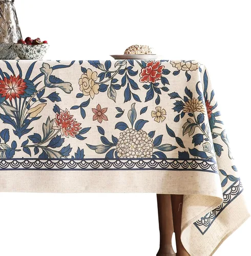 Miniatura 70 de patdrea - Mantel de lino floral, grueso, decorativo y francés para mesas rectangulares o cuadradas, para cocina y comedor, 55 x 79 pulgadas