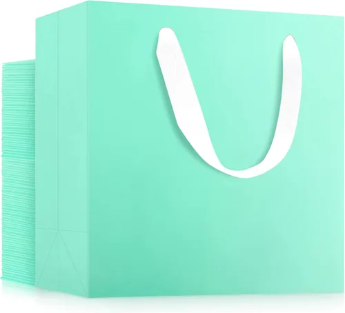 Miniatura 8 de EUSOAR Bolsas de Regalo Grandes Azul Marino, Paquete de 25 - Bolsas de Papel de Compras de 12.5"x4.5"x11" con Asas para Negocios, Manualidades