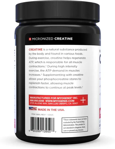 Miniatura 4 de Myogenix Monohidrato de creatina, polvo de creatina pura para fuerza y resistencia, apoya la producción de ATP y la fuerza muscular, sin aditivos