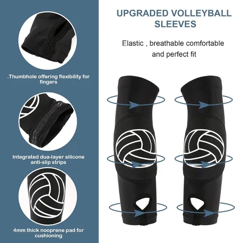 Miniatura 2 de Mangas de voleibol para brazos, manga de antebrazo, almohadillas para brazos y orificio para el pulgar para jóvenes, adolescentes, niñas, niños